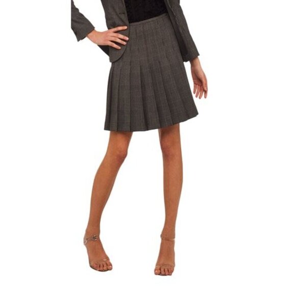 Norma Kamali Plaid Pleated A-Line Preppy Academia Schoolgirl Skirt Size 16 - Picture 1 of 7